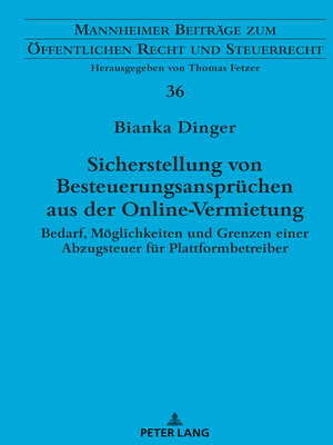 cover image of Sicherstellung von Besteuerungsanspruechen aus der Online-Vermietung